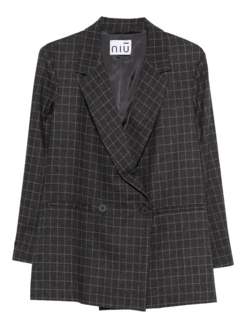 double-breasted check blazer by NIU