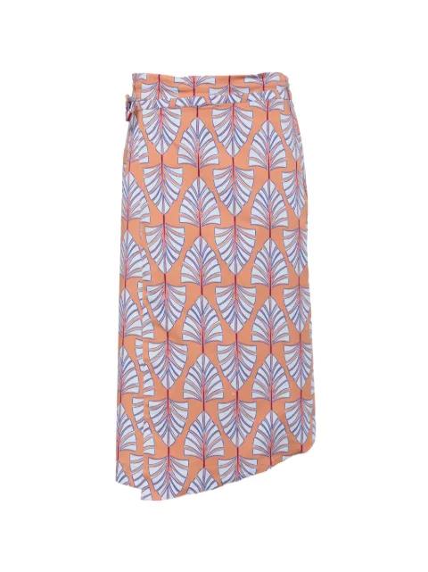 leaf-print wrap midi skirt by NIU