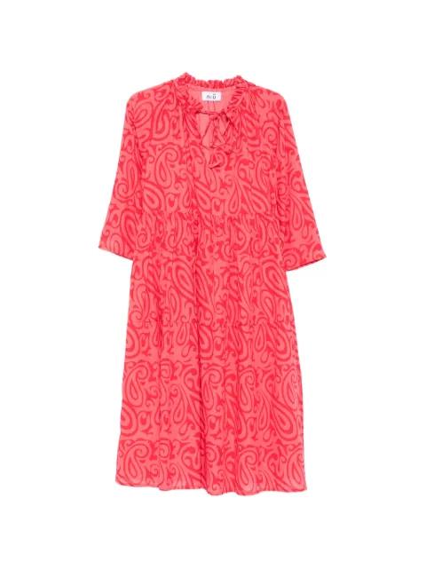 paisley-print tiered midi dress by NIU