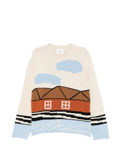 Mikkel house-graphic crew-neck sweater by NN07