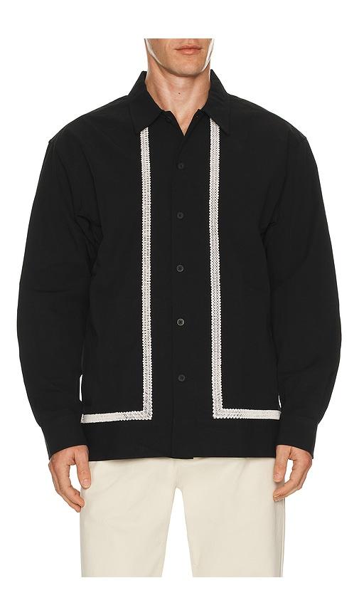 NN07 Reed Embroidered Button Up Overshirt in Black by NN07