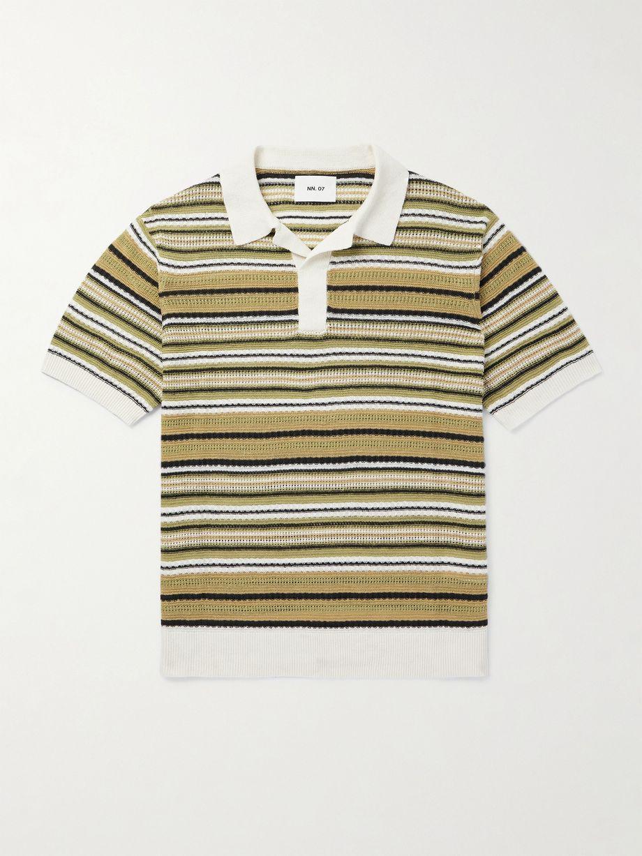 Noam 6689 Striped Linen Polo Shirt by NN07