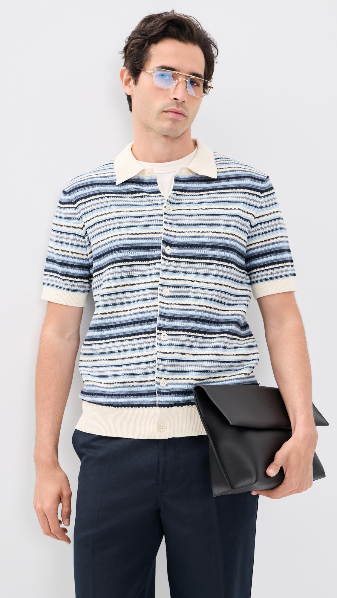 Nolan Striped Button Sweater by NN07