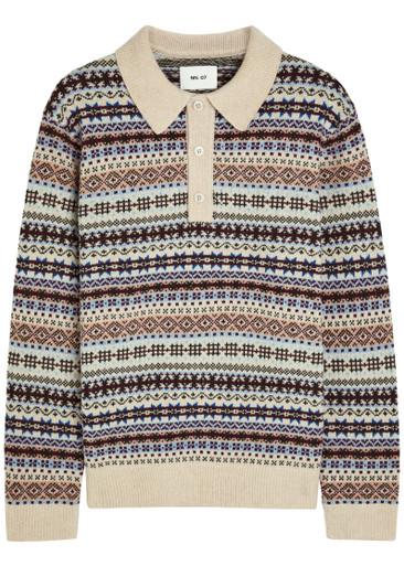 Robbie Fair Isle wool-blend polo jumper by NN07