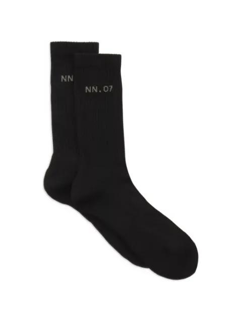 Tennis ribbed logo-intarsia socks by NN07