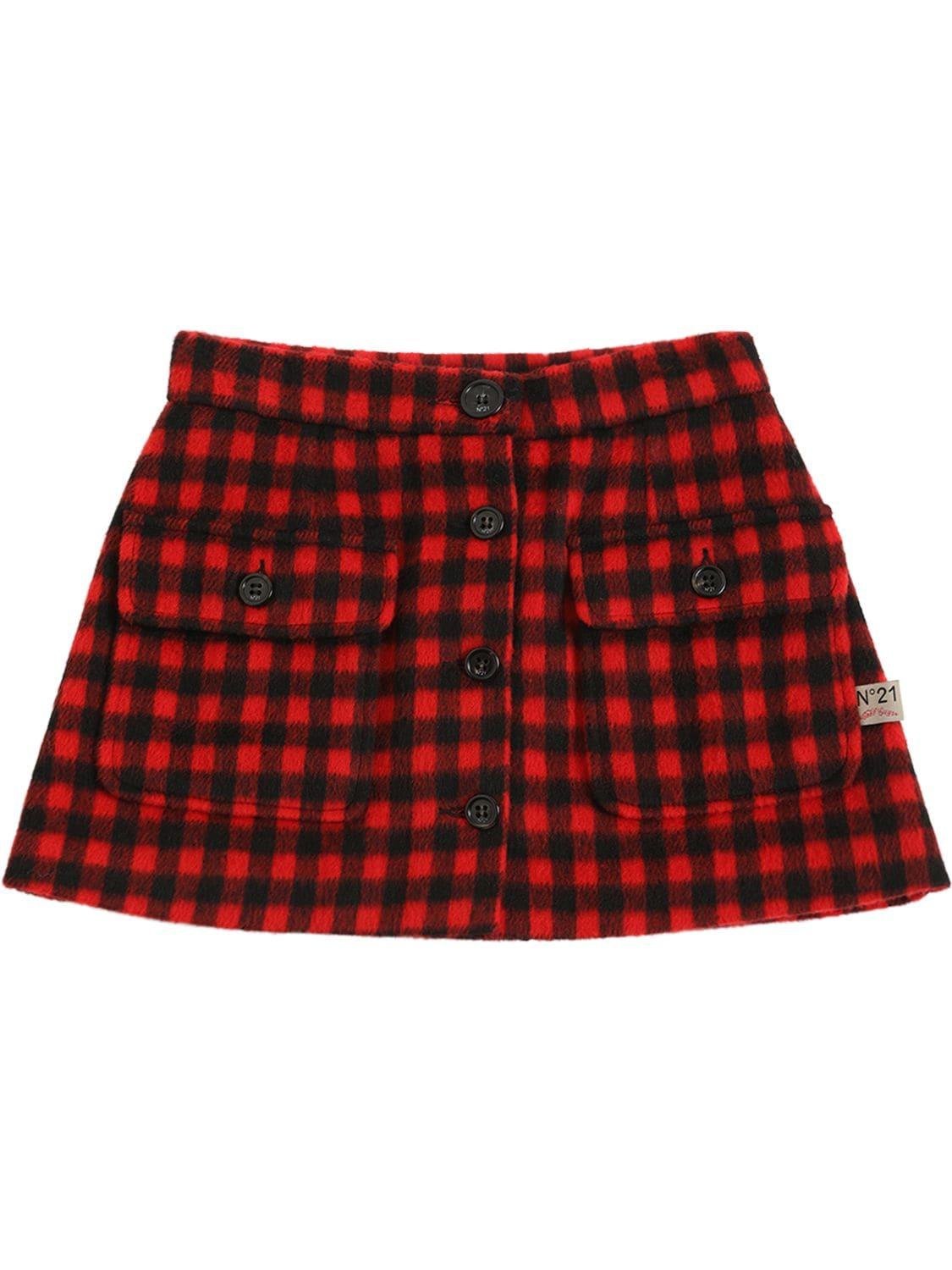 Check Print Wool Blend Mini Skirt by NO.21