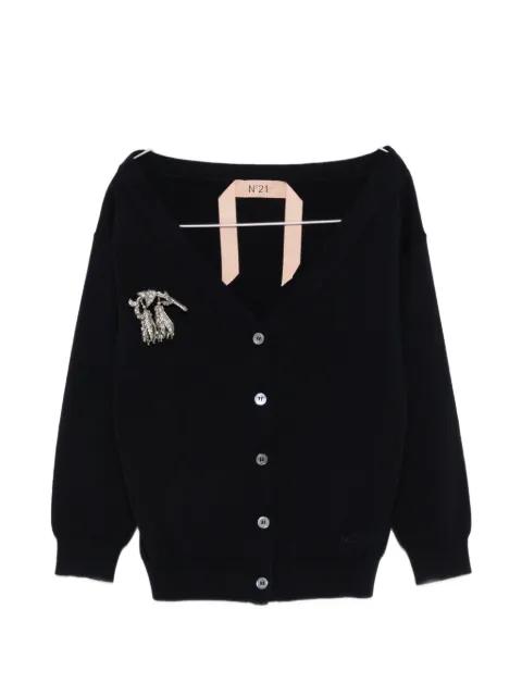 brooch-detail round-neck cardigan by NO.21