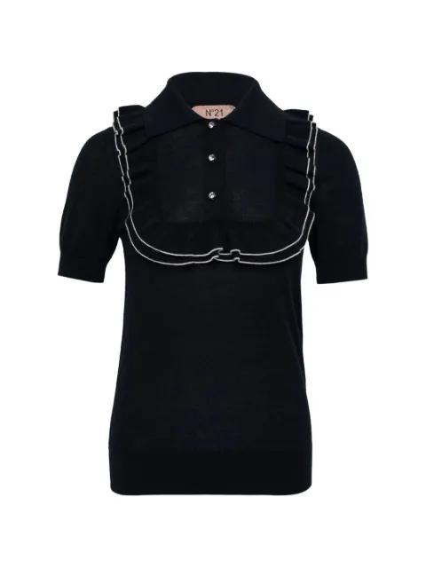 button fastening ruffles polo by NO.21