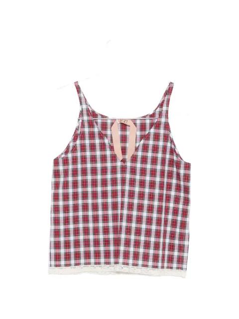 check-pattern lace-trim blouse by NO.21