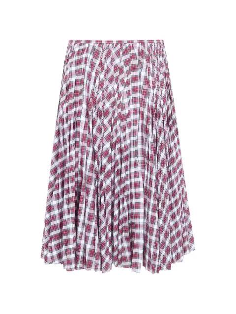 check-pattern pleated midi skirt by NO.21