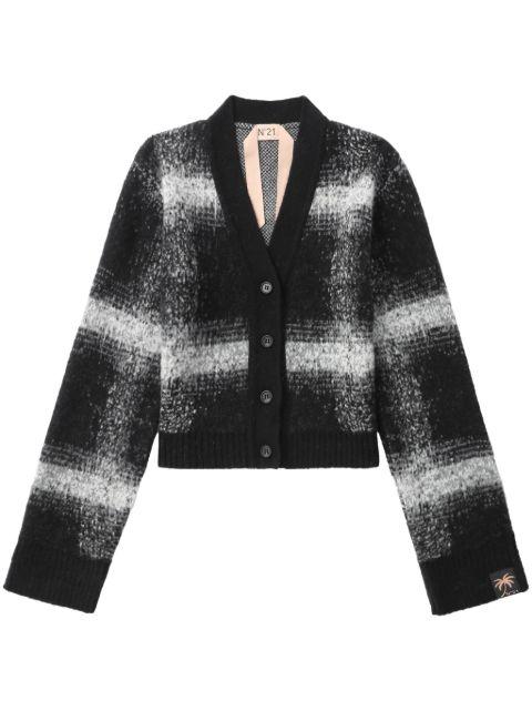 checked cropped cardigan by NO.21
