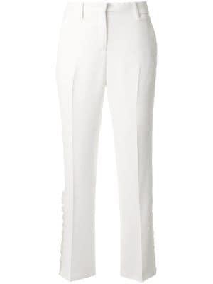 cropped ruffle detail trousers by NO.21