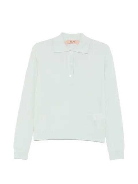 logo-embroidered polo top by NO.21