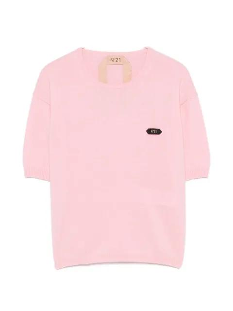 logo-patch short-sleeve sweater by NO.21