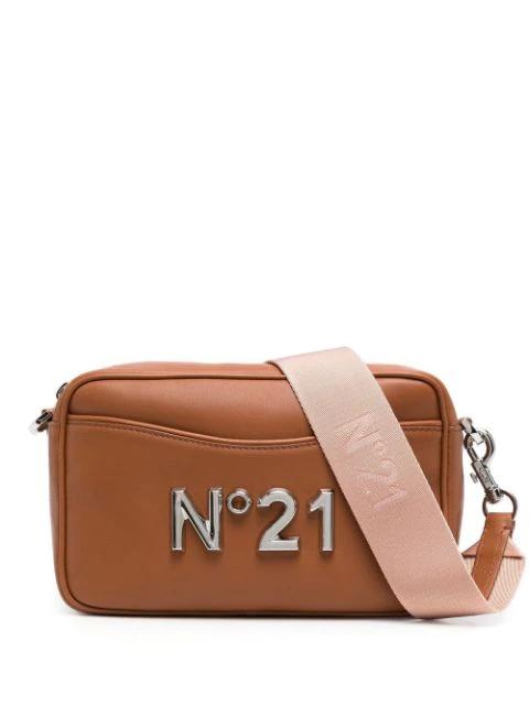 logo-plaque leather crossbody bag by NO.21