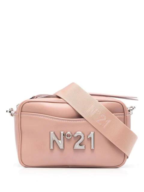 logo-plaque leather crossbody bag by NO.21