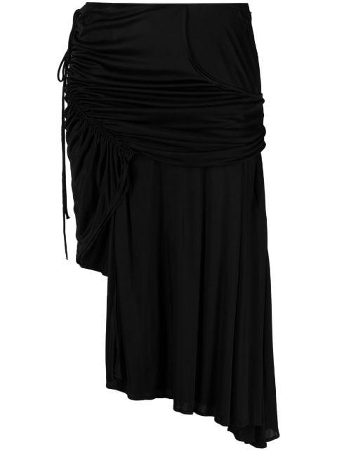 low-rise pleated asymmetric skirt by NO.21