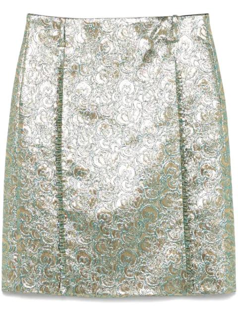 metallic-flower-print midi skirt by NO.21