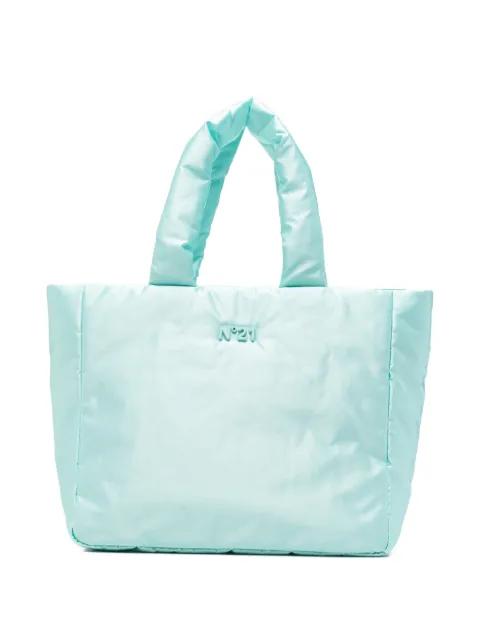 padded logo-plaque tote bag by NO.21