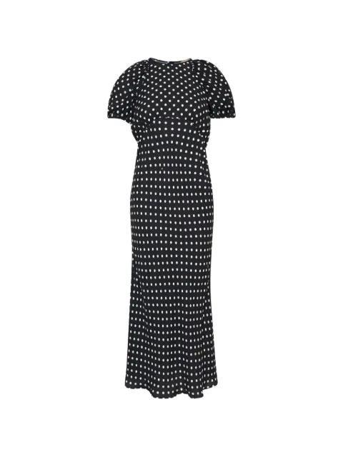 polka-dot puff-sleeve midi dress by NO.21