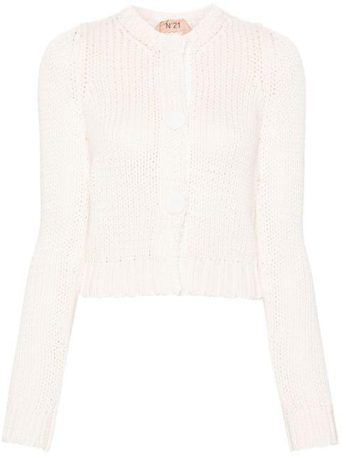 press-stud chunky-knit cardigan by NO.21
