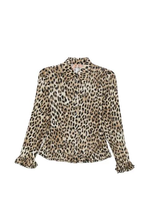ruffled-trim leopard-print shirt by NO.21