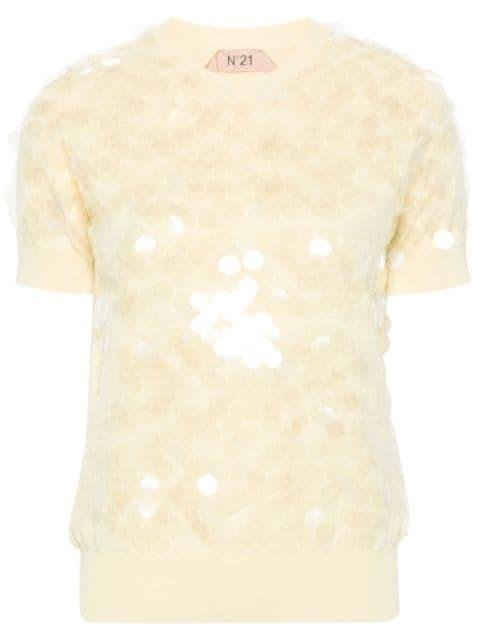 sequin-embellished knitted top by NO.21