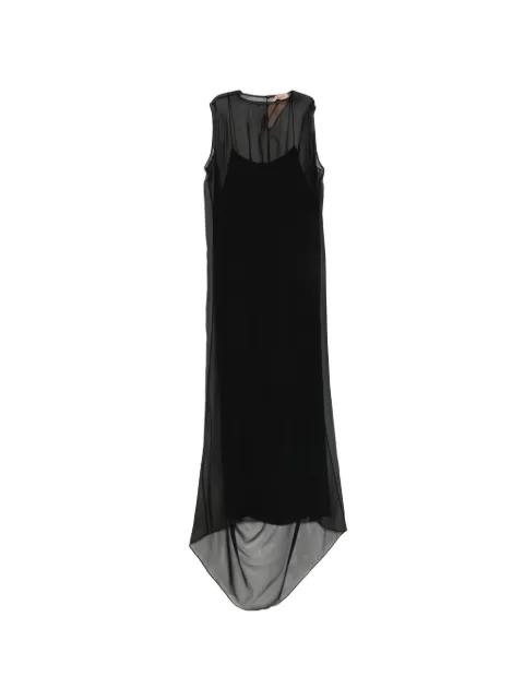 sheer-panel layered asymmetric midi dress by NO.21