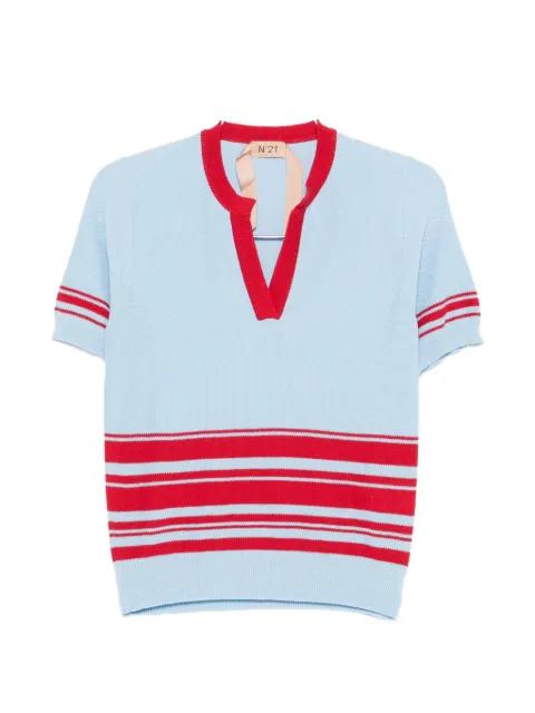 striped V-neck top by NO.21