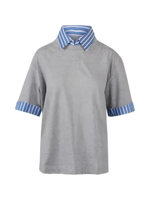 striped-collar T-shirt by NO.21