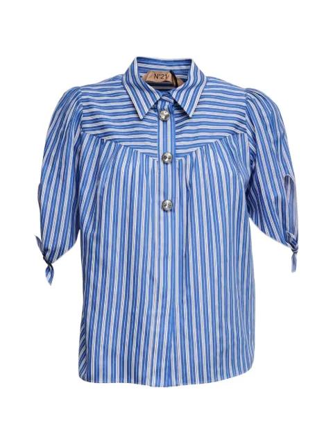 striped jewelled-button shirt by NO.21