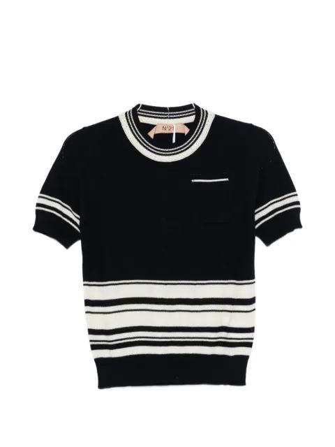 striped pocket sweater by NO.21