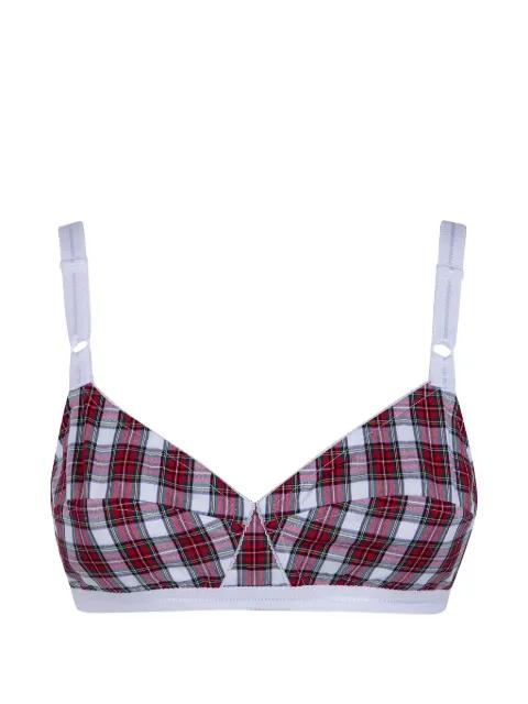tartan-print scalloped-edge bra by NO.21