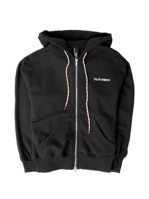 Mini Problemo logo-print zip-up hoodie by NO PROBLEMO