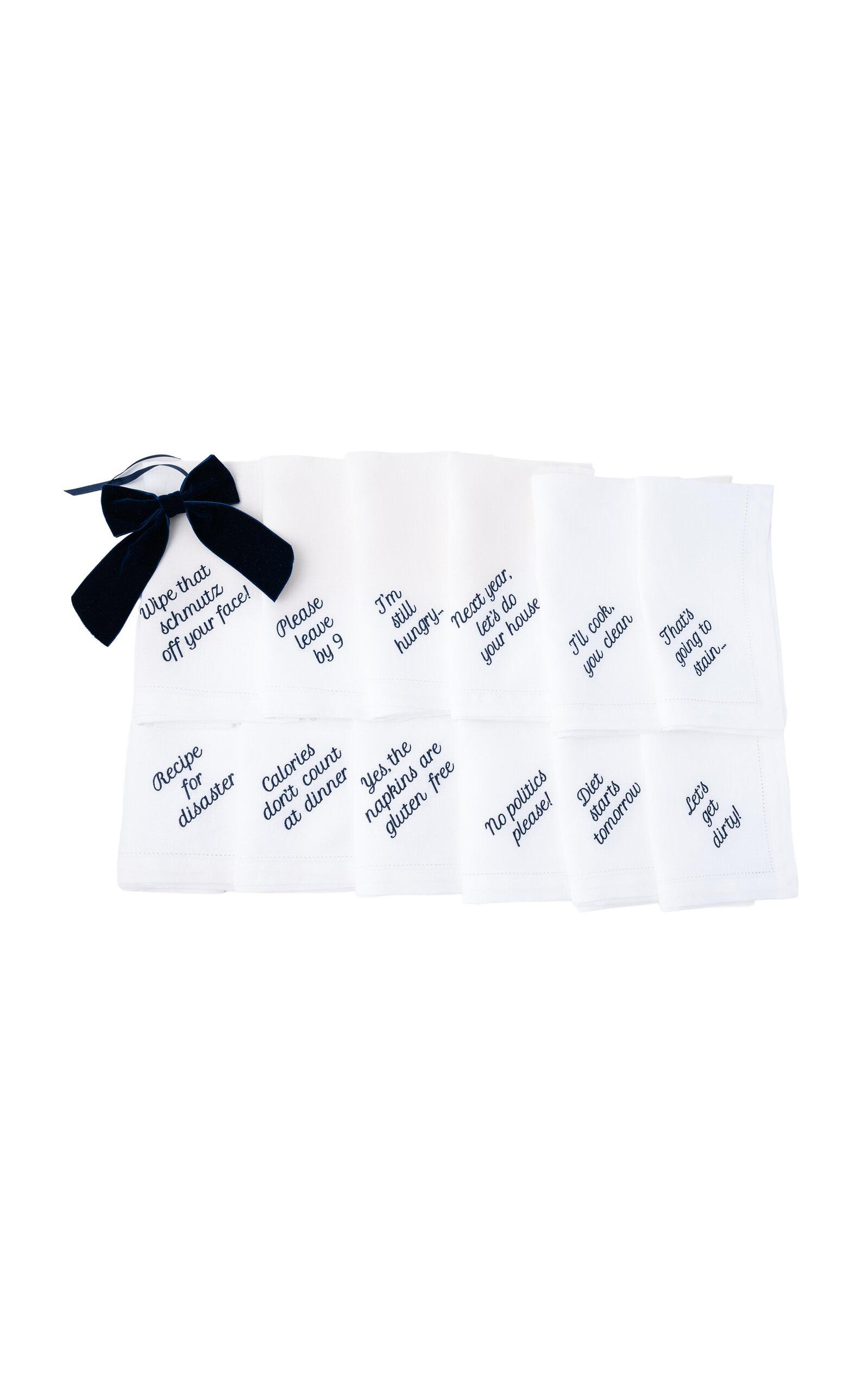 No Reservations - Mixed Messages Dinner Napkin Set - Navy - Moda Operandi by NO RESERVATIONS