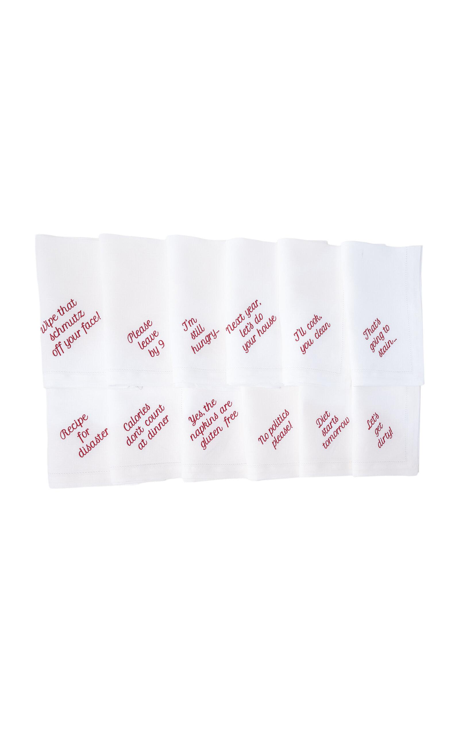 No Reservations - Mixed Messages Dinner Napkin Set - Red - Moda Operandi by NO RESERVATIONS