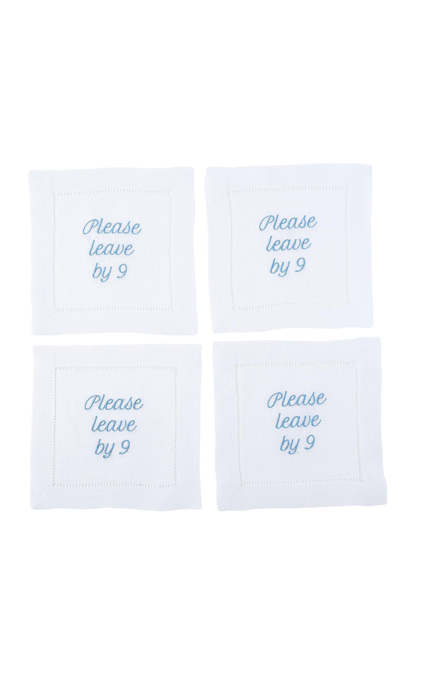 No Reservations - Please Leave By 9 Cocktail Napkin Set - Blue - Moda Operandi by NO RESERVATIONS
