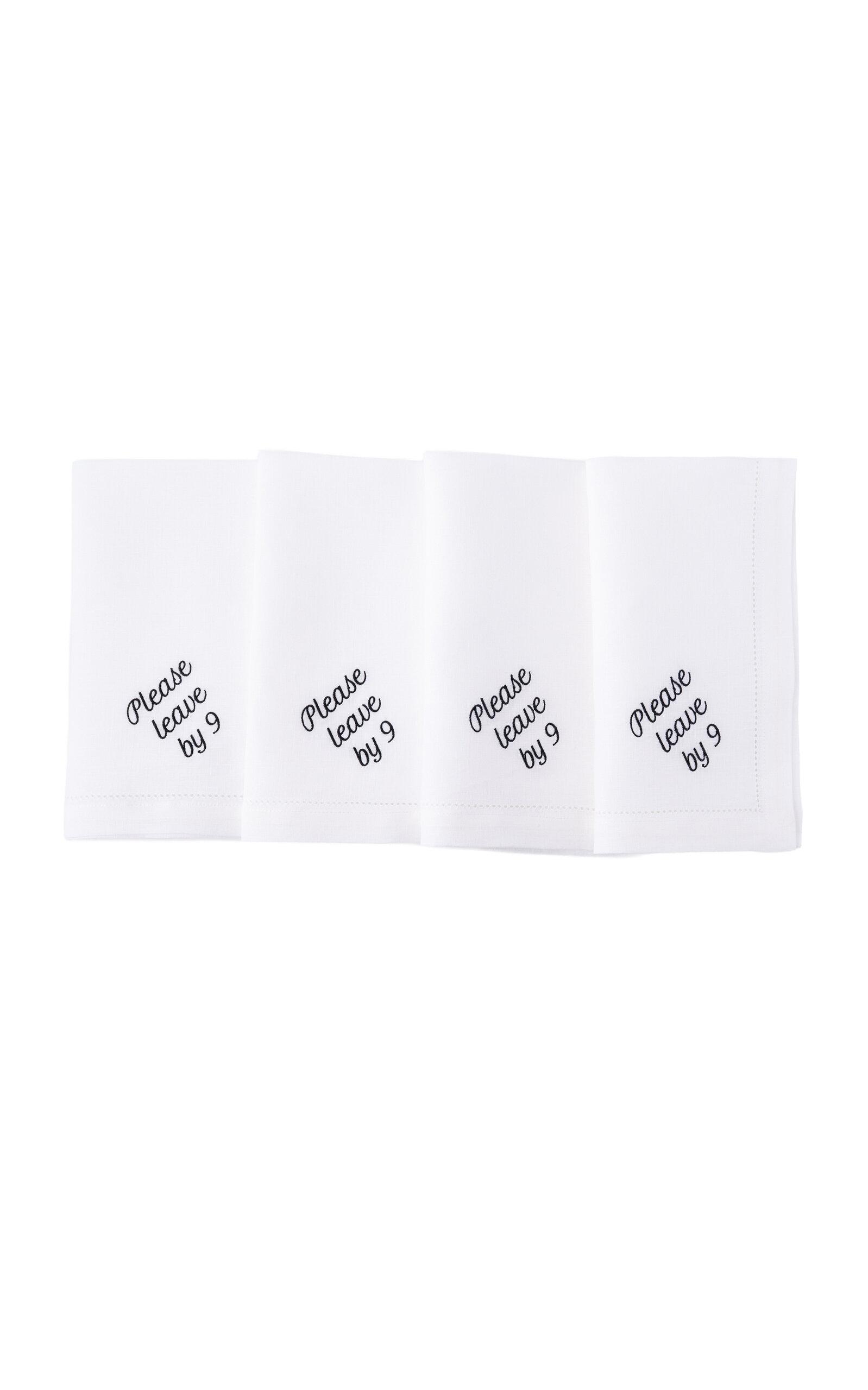 No Reservations - Please Leave by 9 Dinner Napkin Set - Black - Moda Operandi by NO RESERVATIONS