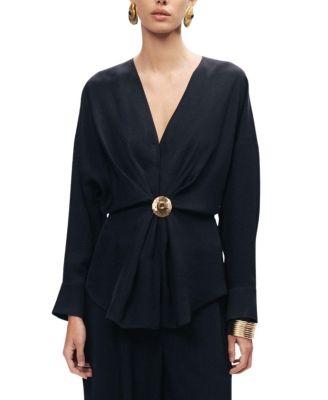 Draped Buckle-Detail Shirt by NOCTURNE