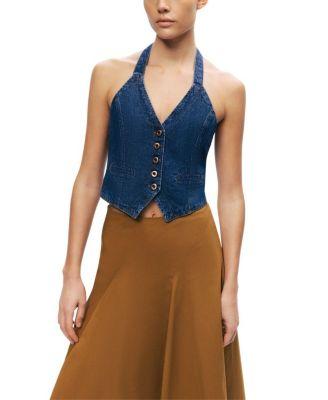 Halter Neck Denim Vest by NOCTURNE
