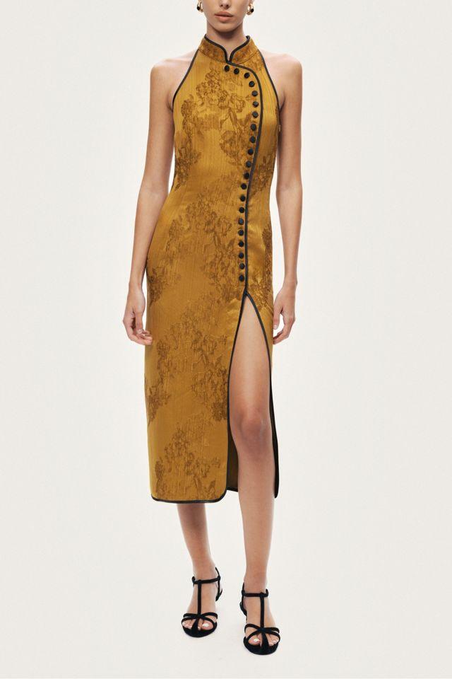 Nocturne High Neck Button Detail Midi Dress by NOCTURNE