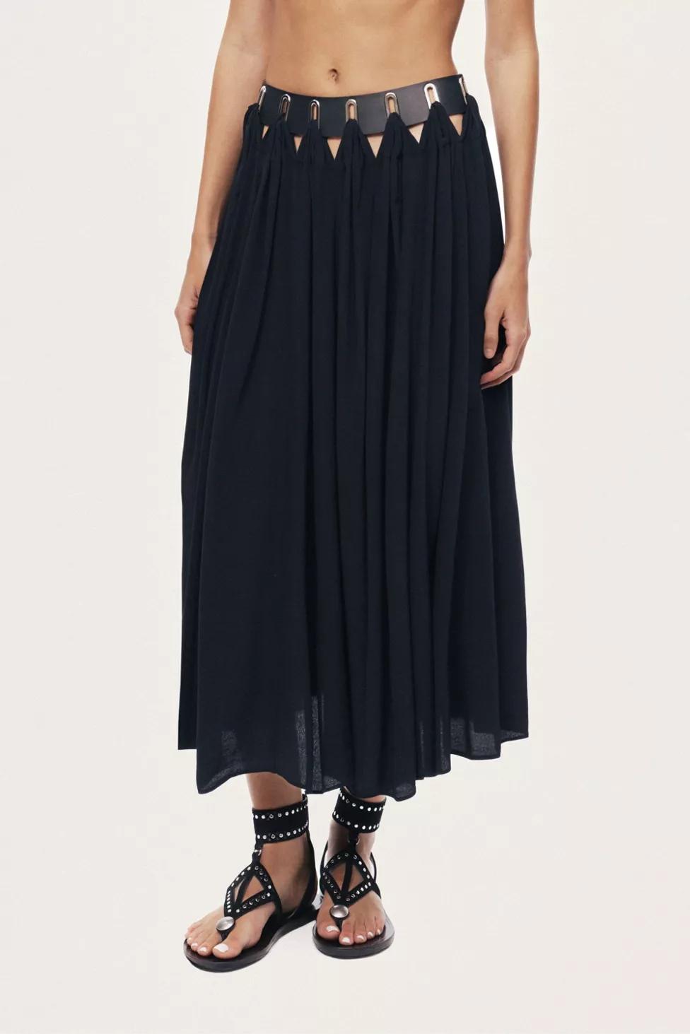 Nocturne Pleated Ring-Detail Midi Skirt by NOCTURNE
