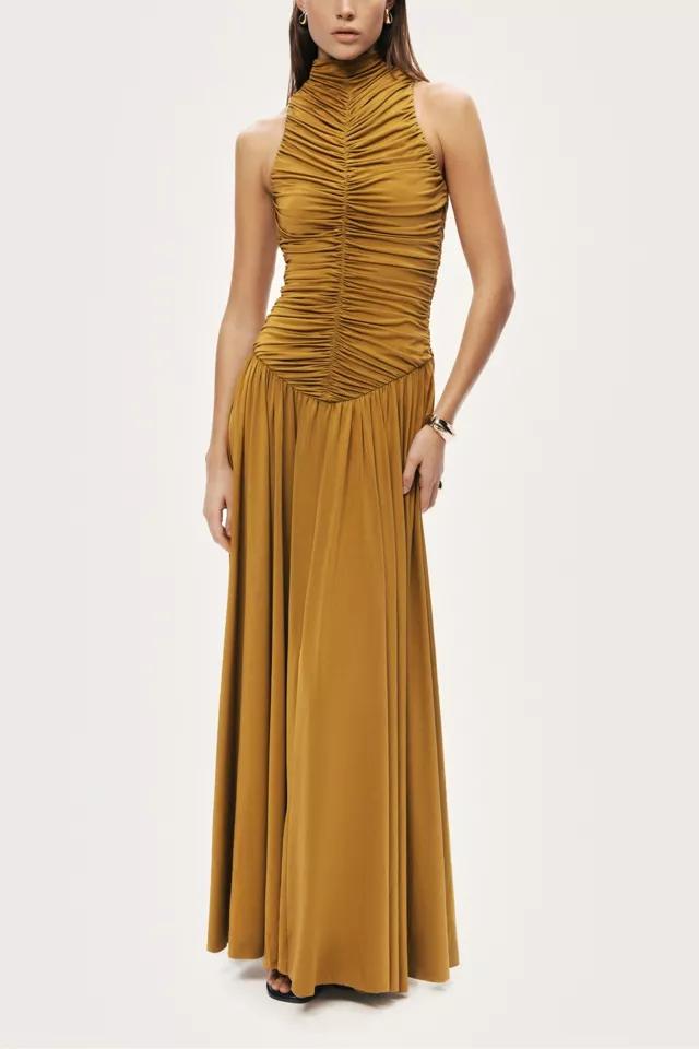 Nocturne Ruched High-Neck Maxi Dress by NOCTURNE