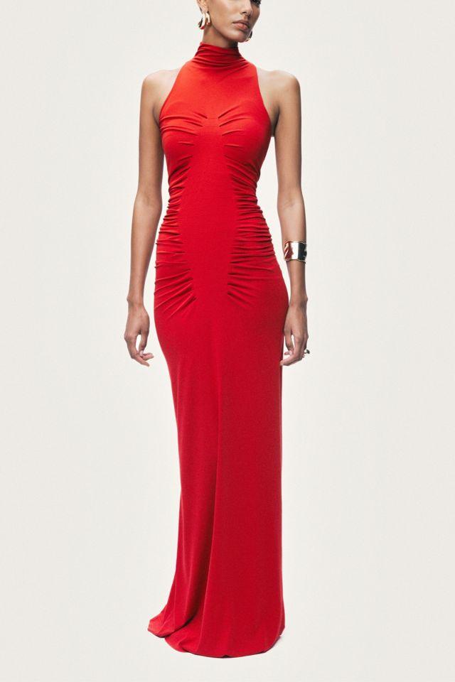 Nocturne Ruched High-Neck Maxi Dress by NOCTURNE