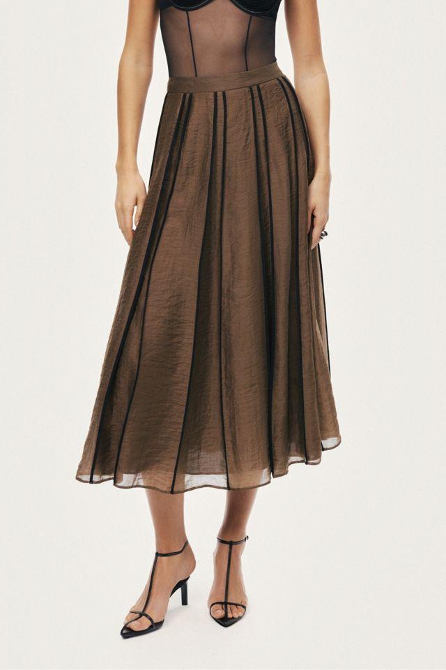 Nocturne Sheer Pleated Midi Skirt by NOCTURNE