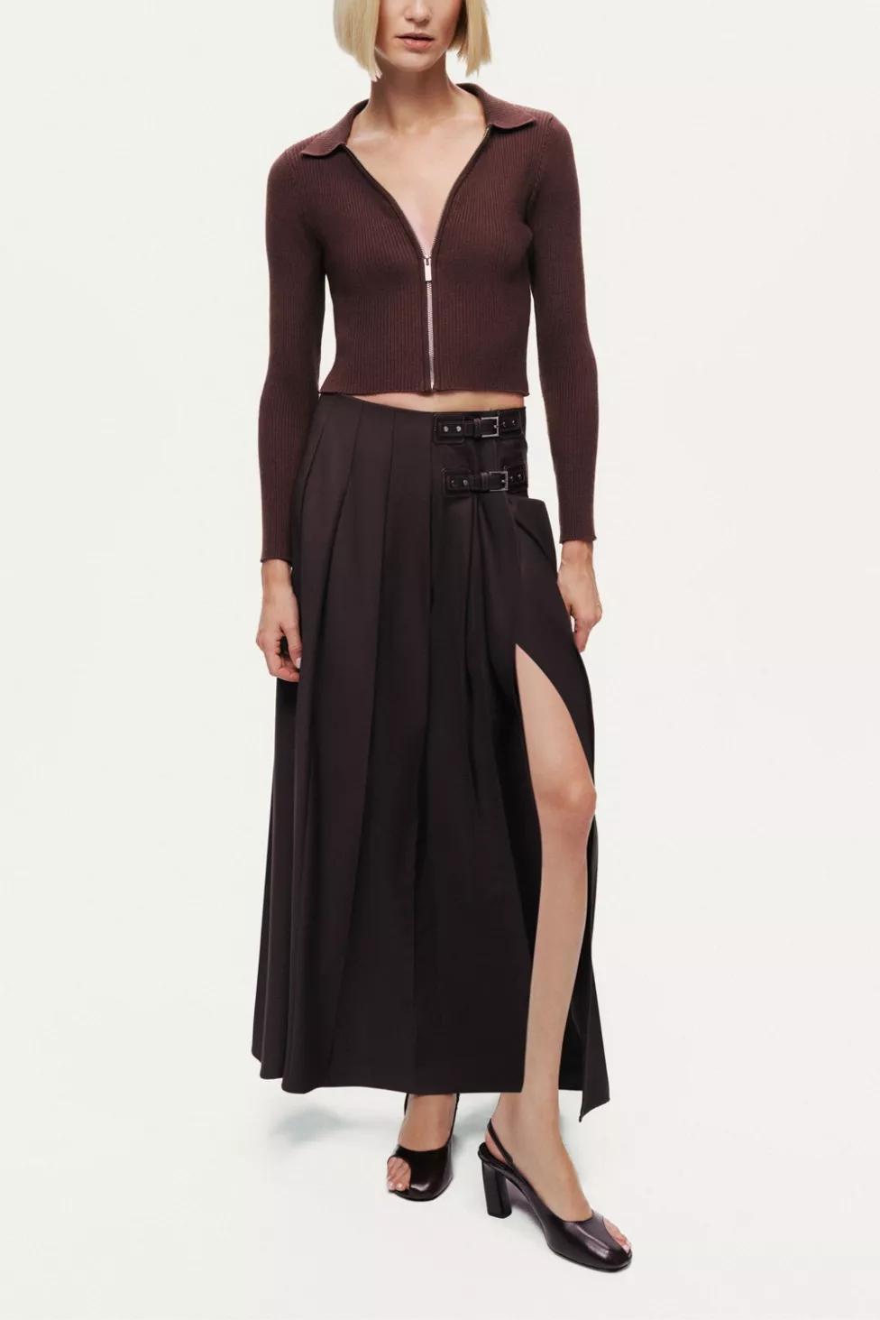 Nocturne Zip-Front Ribbed Knit Top by NOCTURNE