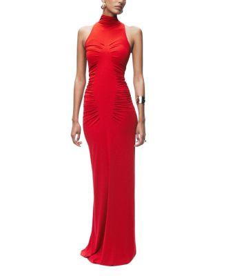 Ruched High-Neck Maxi Dress by NOCTURNE