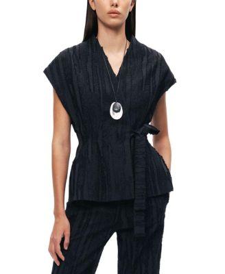 Textured Belted Vest by NOCTURNE
