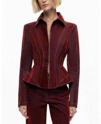 Velvet Corset-Seamed Peplum Jacket by NOCTURNE