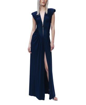 Zip-Front Draped Maxi Dress by NOCTURNE